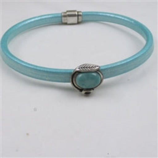 Turquoise Handmade Leather Choker Necklace with Turquoise Focal Slide - VP's Jewelry