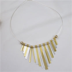 Double Gold & Silver Fan Pendant Necklace Trendy Style - VP's Jewelry