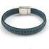 Woman's crystal studded turquoise leather bracelet