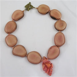 Pink Tagua Nut Statement Necklace with Handmade Pendant - VP's Jewelry  
