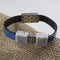 Blue Leather Bracelet Handmade Ceramic - VP's Jewelry