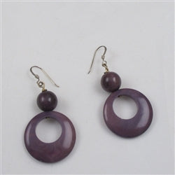 Eco-friendly Purple Hoop Tagua Nut Earrings - VP's Jewelry