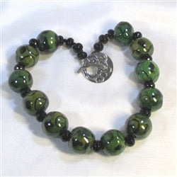 Big Bold Green Beaded Necklace Handmade Kazuri Beads Statement Style - VP's Jewelry  