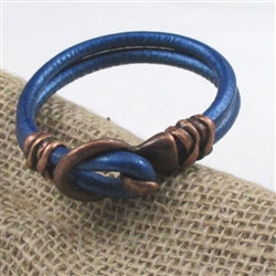 Metallic Blue and Copper Leather Cord Bracelet - VP's Jewelry