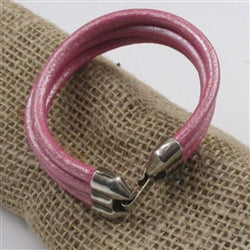 Pink Triple Round Leather Cord Bracelet - VP's Jewelry