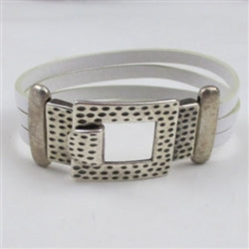 White Flat Leather Cuff Bracelet - VP's Jewelry