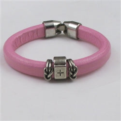 Pink Regaliz Leather Bracelet with Silver Accents - VP's Jewelry