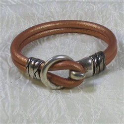 Round Leather Bracelet in Camel Unisex - VP's Jewelry