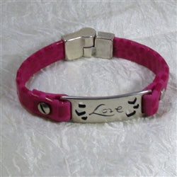 Hot Pink Love Leather Bracelet - VP's Jewelry