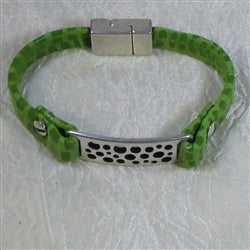 Buy Lime Green Woman's ID Style Leather Bracelet Soft Supple Leather Bracelet