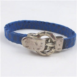 Blue Cancun Leather Bracelet Buckle Clasp - VP's Jewelry