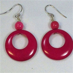 Bright Pink Tagua Nut Ivory Hoop Earrings - VP's Jewelry