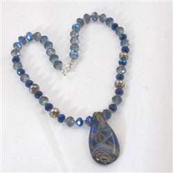Blue Crystal Artisan Pendant Necklace - VP's Jewelry
