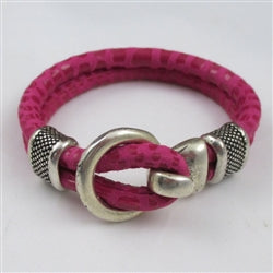 Pink Round European Leather Bracelet - VP's Jewelry