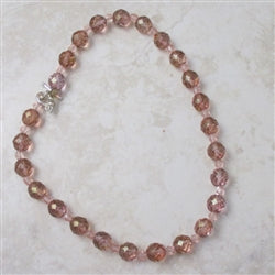 Rose Czech Crystal Bead Necklace- Retro Look - VP's Jewelry