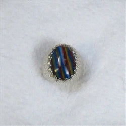 Men's Rainbow Calsilica Ring Sterling Silver Size 9 - VP's Jewelry