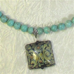 Turquoise Necklace with Handmade Artisan Pendant - VP's Jewelry