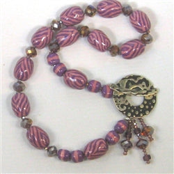 Fair Trade Lilac Bead Kazuri Handmade Necklace - VP's Jewelry