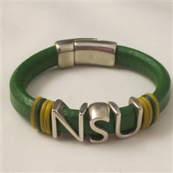 Norfolk State Regaliz Leather Bracelet in Green and Gold - VP's Jewelry