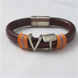 Virginia Tech Maroon Leather Bracelet for a Woman - VP's Jewelry 