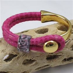 Pink Leather Bracelet with Sheppard Hook - VP's Jewelry