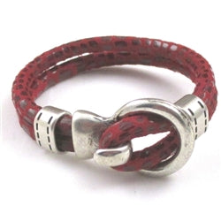 Red leather cord bracelet Buckle clasp