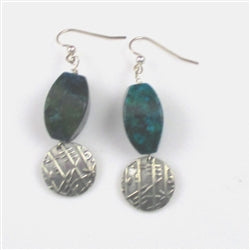Azurite gemstone & pewter Earrings