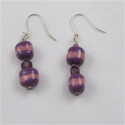 New Lilac Fair Trade Kazuri Bead Earrings - VP's Jewelry