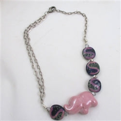 Lilac and Purple Elephant Kazuri Necklace - VP's Jewelry