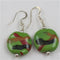 Green Apple Black and Red Kazuri Earrings - VP's Jewelry