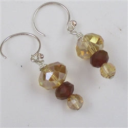 Golden and Brown Crystal Earrings - VP's Jewelry