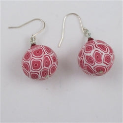 Red and White Fair Trade Samunnat Earrings - VP's Jewelry 