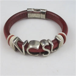North Carolina State Regaliz Leather Bracelet - VP's Jewelry