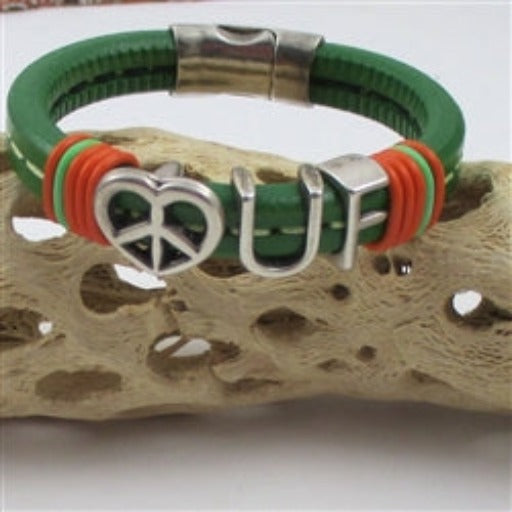 Florida Gator's Green and Orange Leather Bracelet - VP's Jewelry