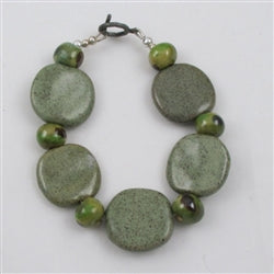 Kazuri Bracelet Olive Green Kazuir Beads - VP's Jewelry