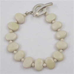 Kazuri Bead Bracelet in Cream - VP's Jewelry