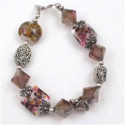 Whimsical Purple Lampwork and Crystal bracelet - VP's Jewelry