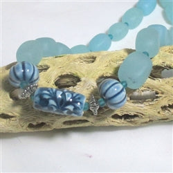 Aqua Sea Glass Necklace