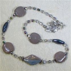 Classic Fair Trade Grey and Teal Kazuri Necklace - VP's Jewelry
