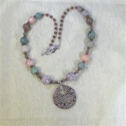 Purple Swazi Pendant on Handmade Ceramic Necklace - VP's Jewelry