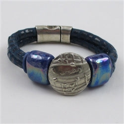 Blue Double Strand Leather Bracelet - VP's Jewelry