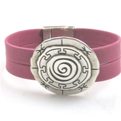 Dusty Pink Leather Cuff Bracelet - VP's Jewelry