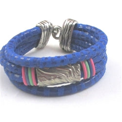 Bright Blue Cancun Leather Cuff Bracelet - VP's Jewelry