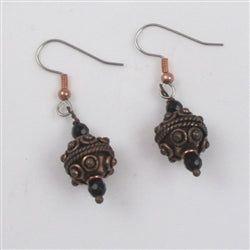 Copper Earrings with Onyx Accents