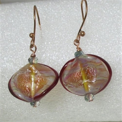 Golden Boro Spanish Dancer Earrings on Copper Ear Wires - VP's Jewelry