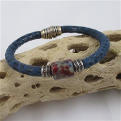 Denim Blue Round Leather Cord Bracelet - VP's Jewelry