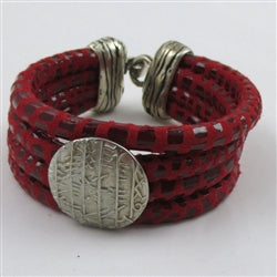 Red Multi-strand Leather Cuff Bracelet - VP's Jewelry