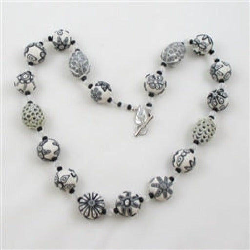 Handmade White and Black Necklace Fair Trade Beads - VP's Jewelry