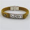 Gold Leather Bracelet ID Style Bracelet - VP's Jewelry