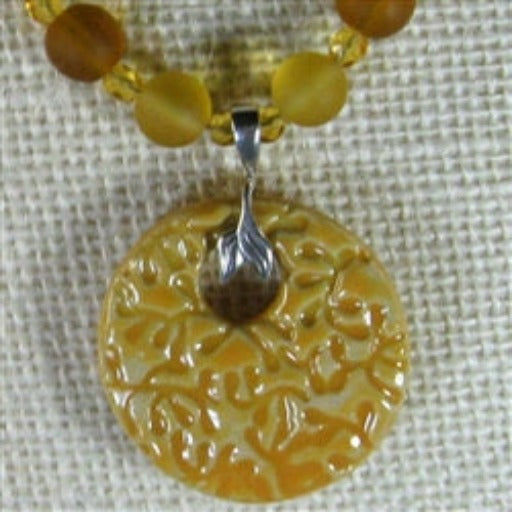 Yellow Beach Glass Bead Necklace with Handmade Pendant - VP's Jewelry